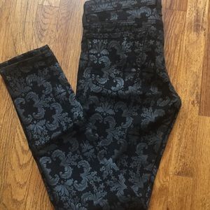 AG Super Skinny Damask Print Black Jeans Sz 30